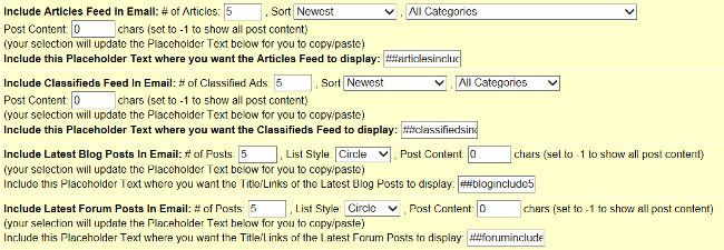 Embed Articles, Classifieds, Blogs, Forum posts in Emails