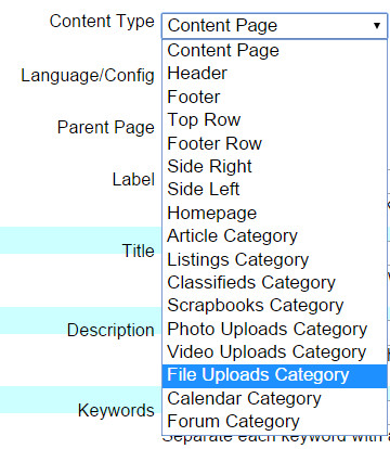 File Uploads Category Page Type