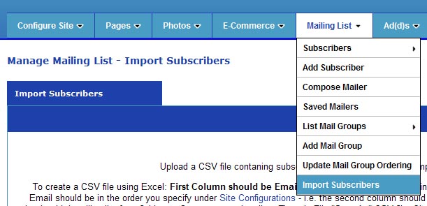 Import Subscribers Tool, Ultimate Web Builder software