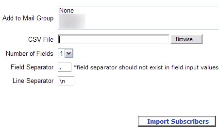 Import Subscribers Form, Ultimate Web Builder software