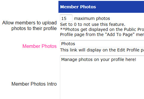 Member Photos Configure Settings
