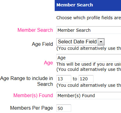 Member Search Tool Options