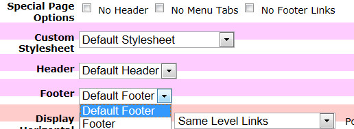 Choose page header, footer, side options