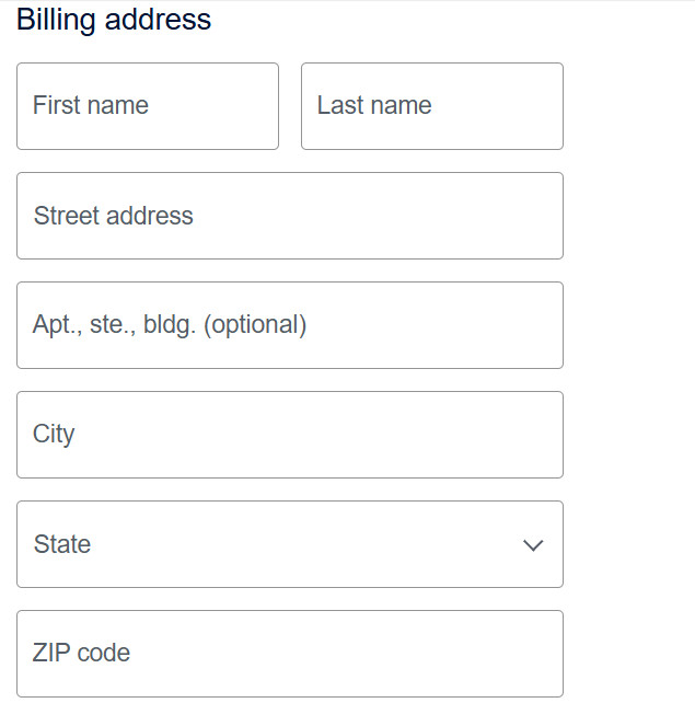PayPal checkout as guest, via credit card or debit card, screen 2