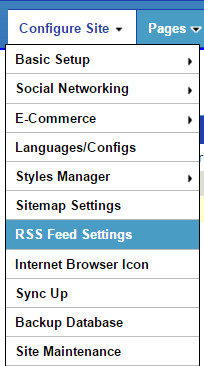 RSS Feed Generator Settings Tool, Ultimate Web Builder software