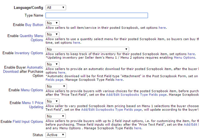 Scrapbooks Configure Type